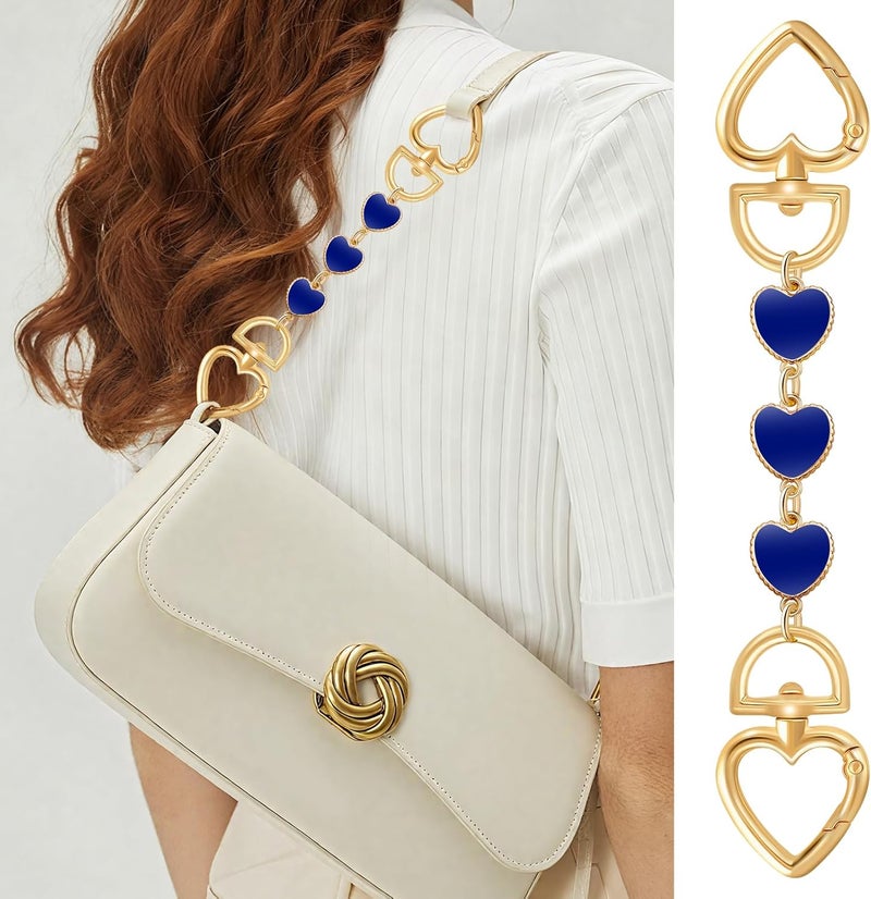 Tmtains 2Pcs Bag Extender Chain Gold Purse Extender Chain Heart Moon Purse Strap Extenders Navy Blue Purses Strap Replacement Crossbody Bags Accessories for Women Cute Bag Charms for Handbags Tote Bags Supply - Image 2